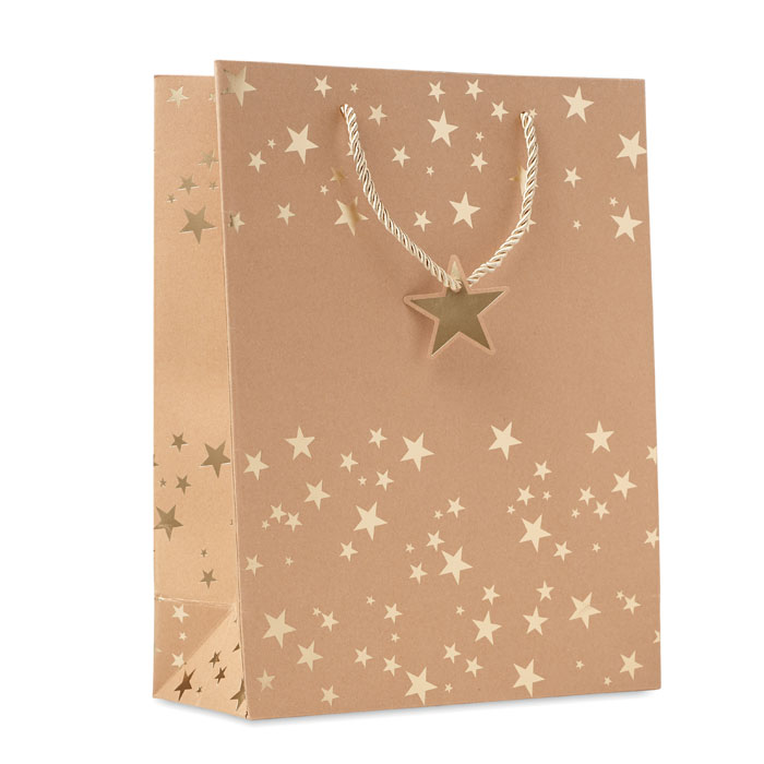 Sparkle poklon vrećica od kraft papira s etiketom