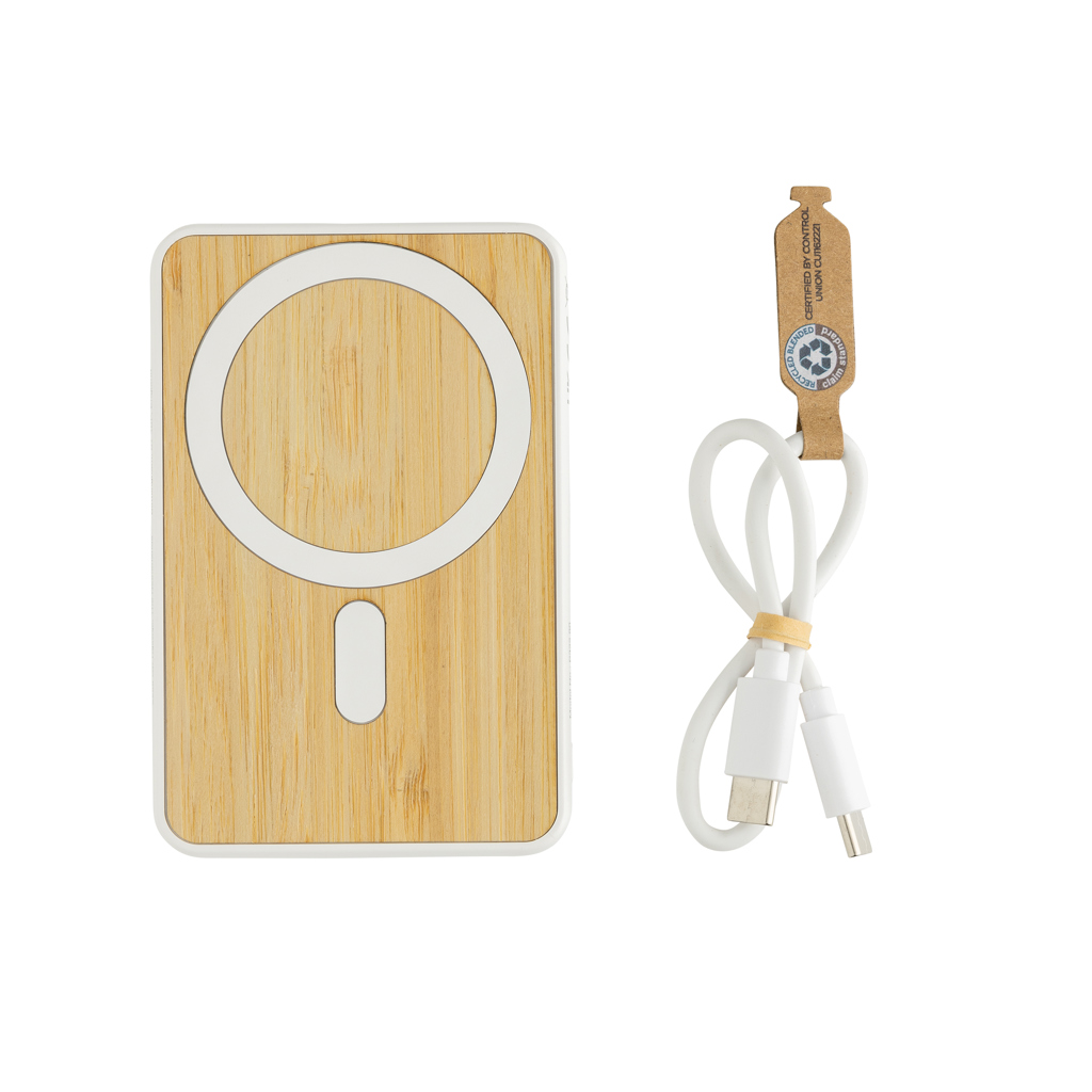 Zen magnetski powerbank 5000 mAh 5 W s bambusom i stalkom, RCS