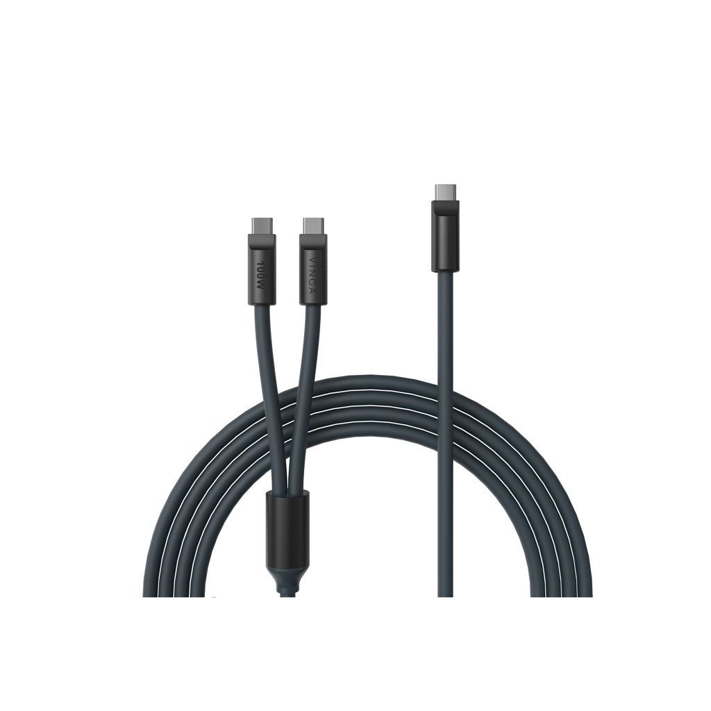 VINGA Baltimore silikonski kabel za punjenje USB-C na 2x USB-C, 100 W