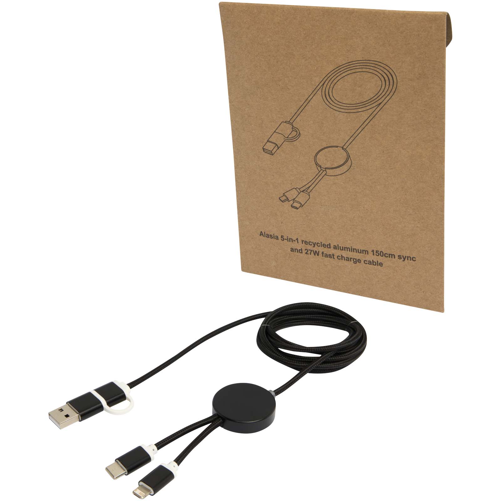 Alasia 5-u-1 kabel od recikliranog aluminija i plastike 150 cm, 27 W
