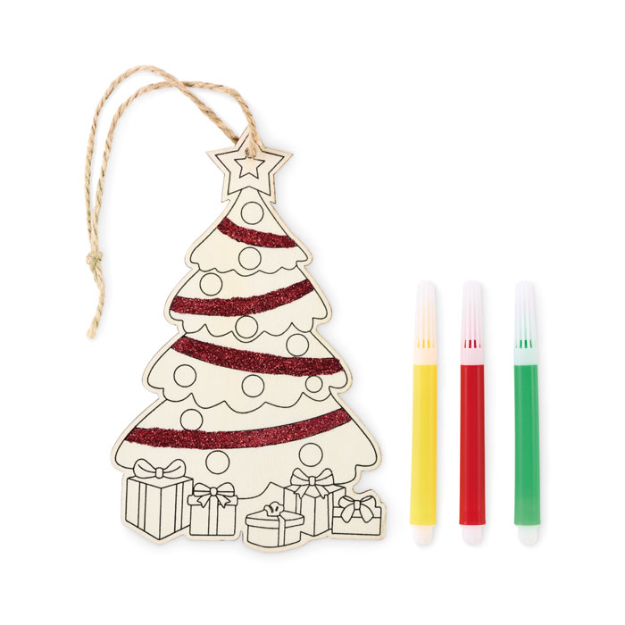 Colortree drveni ukras za bojanje s 3 flomastera