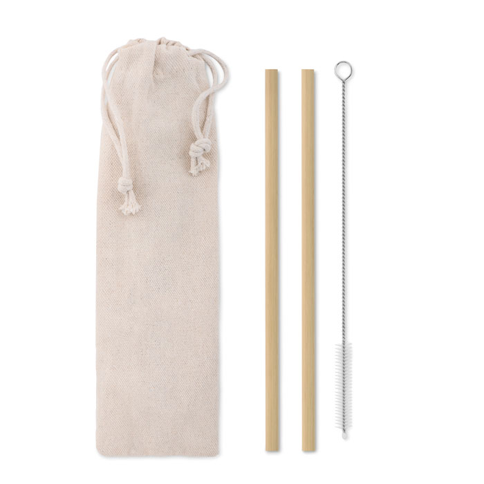 Natural Straw set od 2 slamke od bambusa s četkicom
