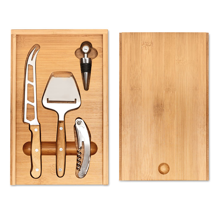 Wine&Cheese set za sir i vino od bambusa