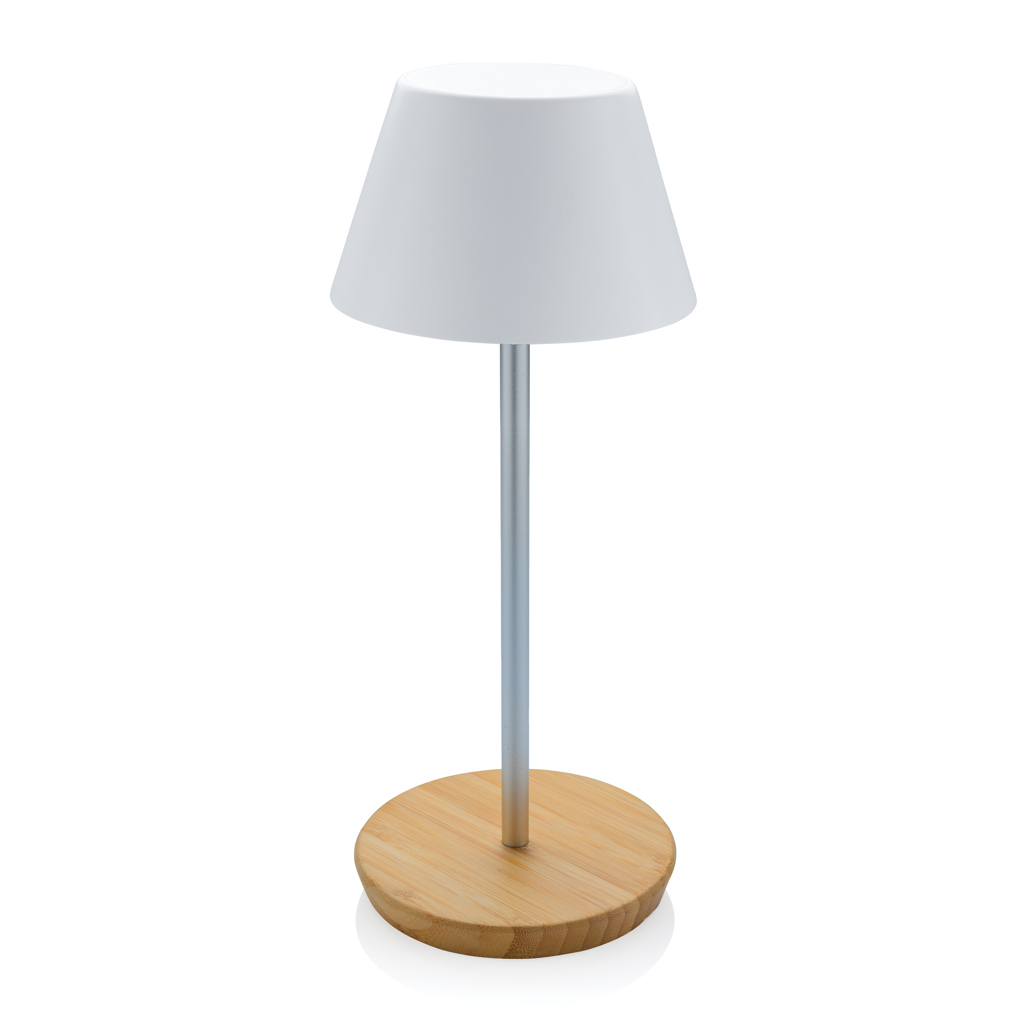 Pure Glow punjiva stolna lampa od RCS reciklirane plastike i bambusa
