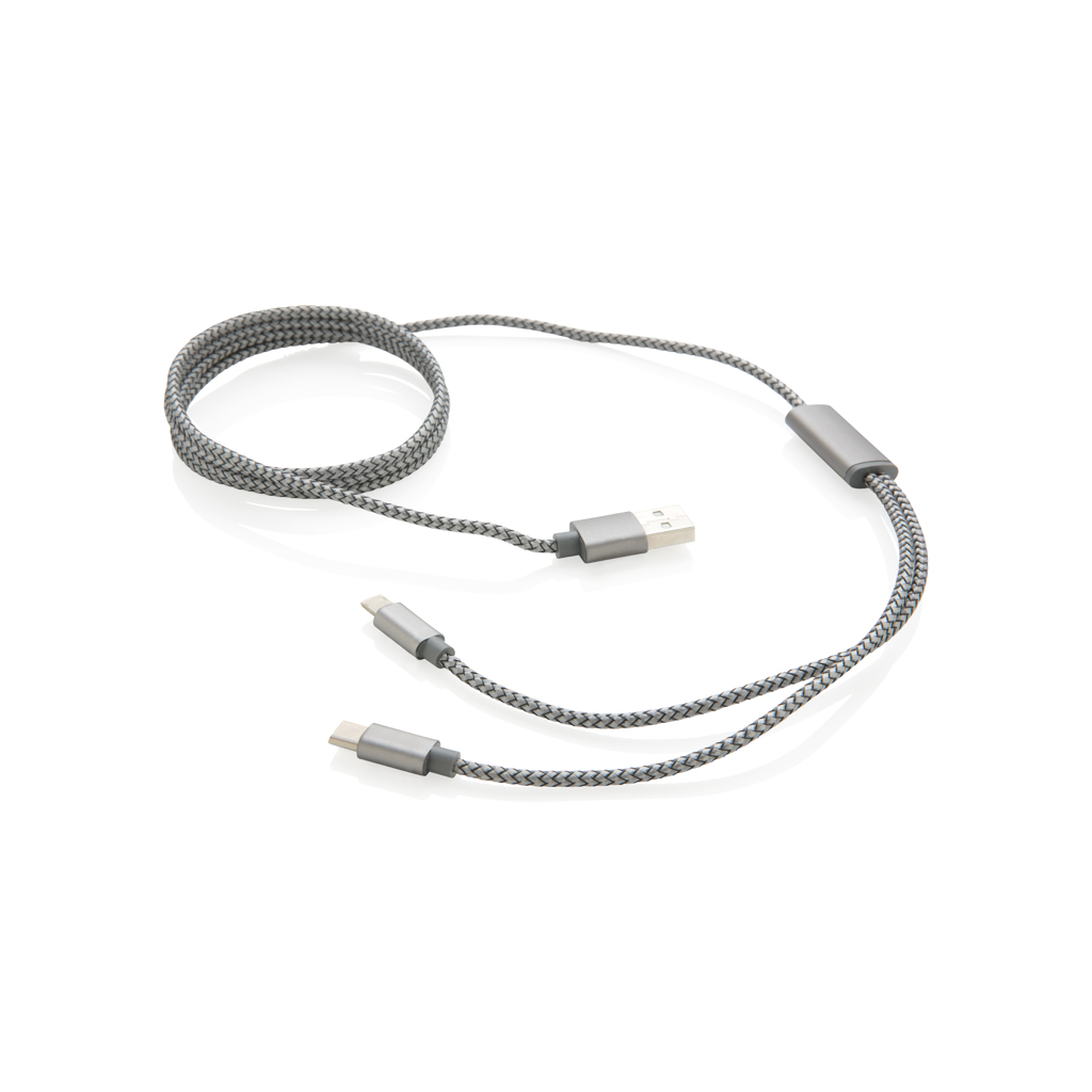 Pleteni kabel za punjenje 3 u 1 s aluminijskim konektorima