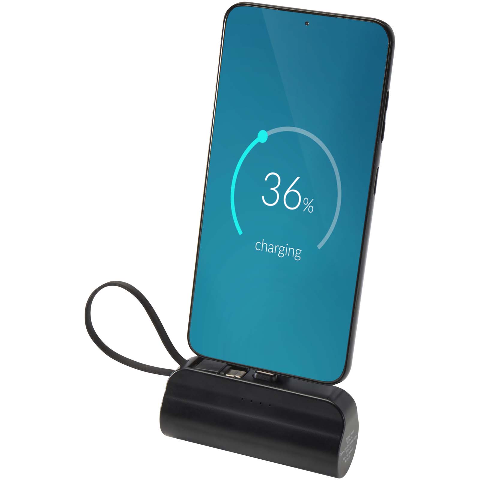 Alnair 5000 mAh 10W powerbank od reciklirane plastike s Type-C priključkom, ugrađenim stalkom na preklop i 2-u-1 kabelom