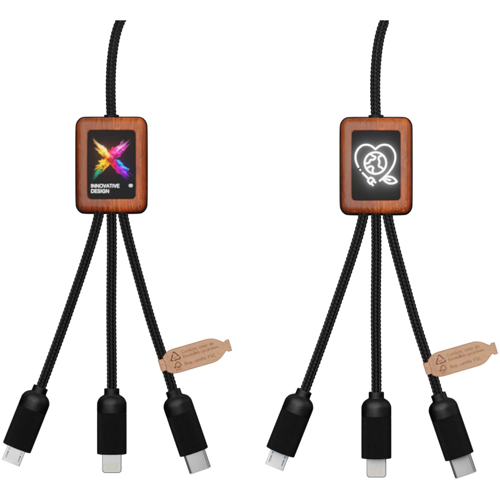 SCX.design C38 5-u-1 rPET kabel za punjenje 40 W sa svijetlećim logom