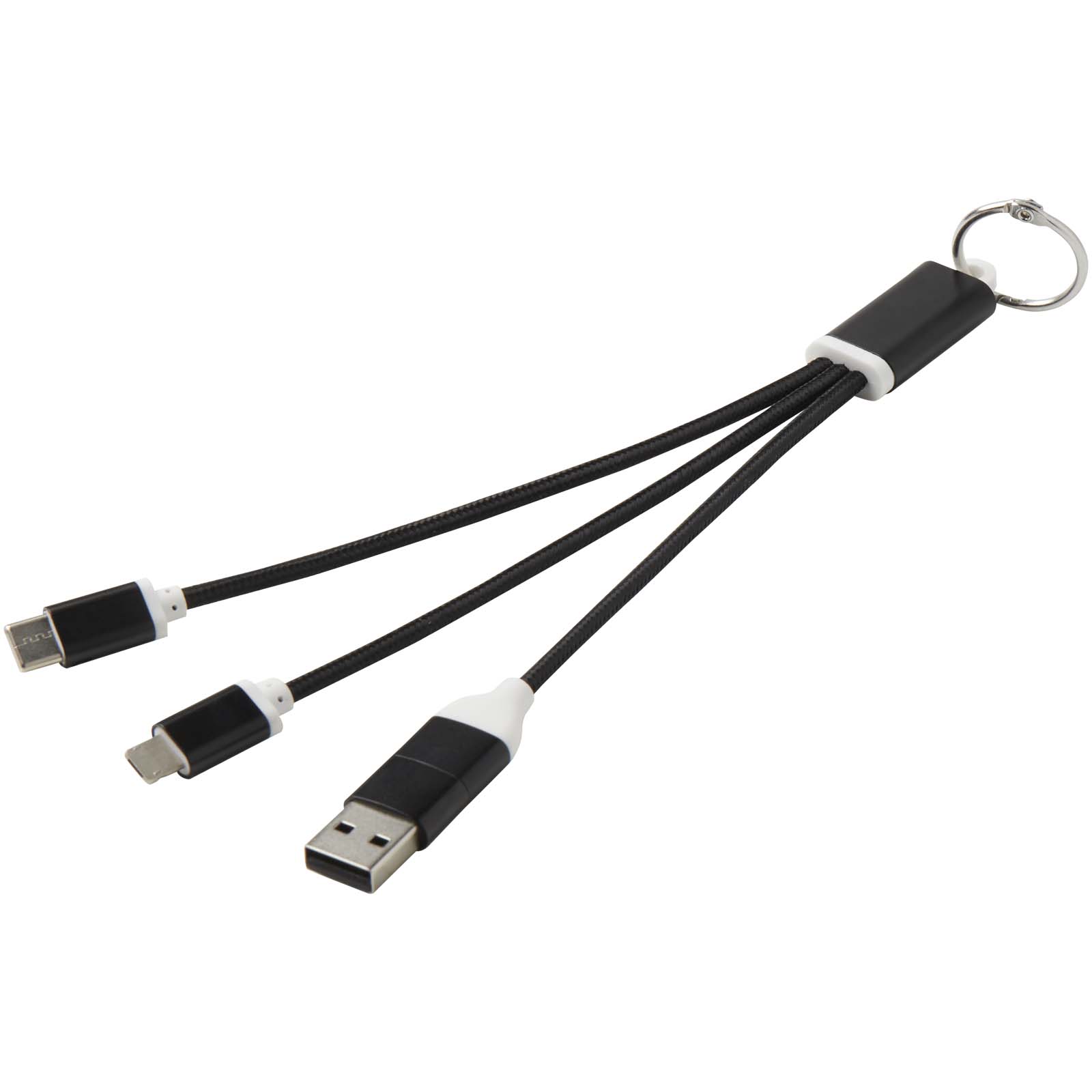 Metalni 4-u-1 USB-C kabel za punjenje od recikliranog aluminija s privjeskom za ključeve