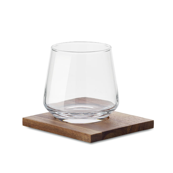 Drinks čaša za viski s podmetačem od bagremovog drva 200 ml