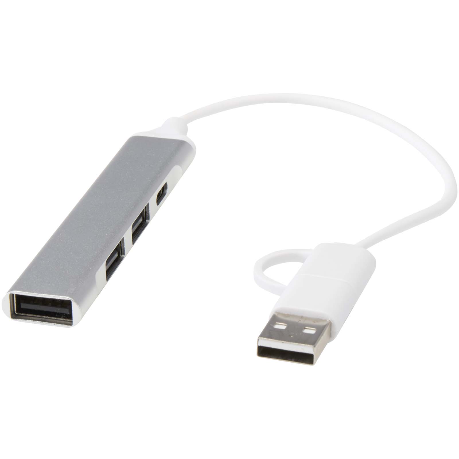 Alkaid 4-portni USB-A i Type-C hub od recikliranog aluminija s dvostrukim ulazom