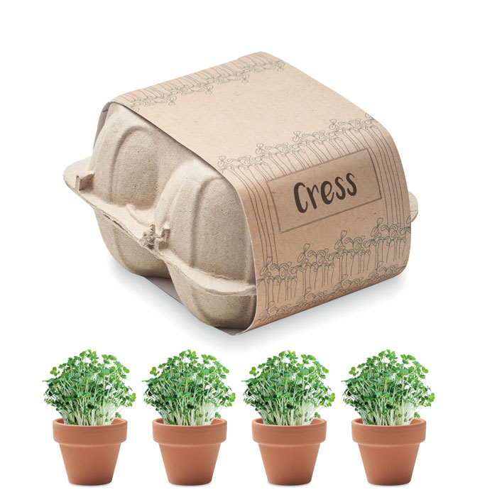 Cress set od 4 terakota posudice sa sjemenkama kreše