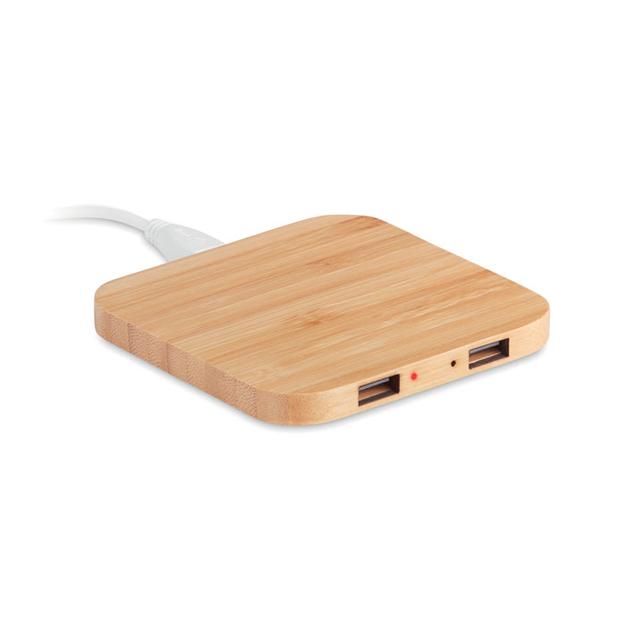 Cuadro bežična podloga za punjenje od bambusa s USB hubom