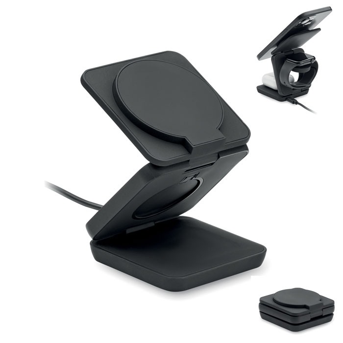 Netica sklopiva stanica za punjenje 3 u 1 od recikliranog ABS-a 15 W