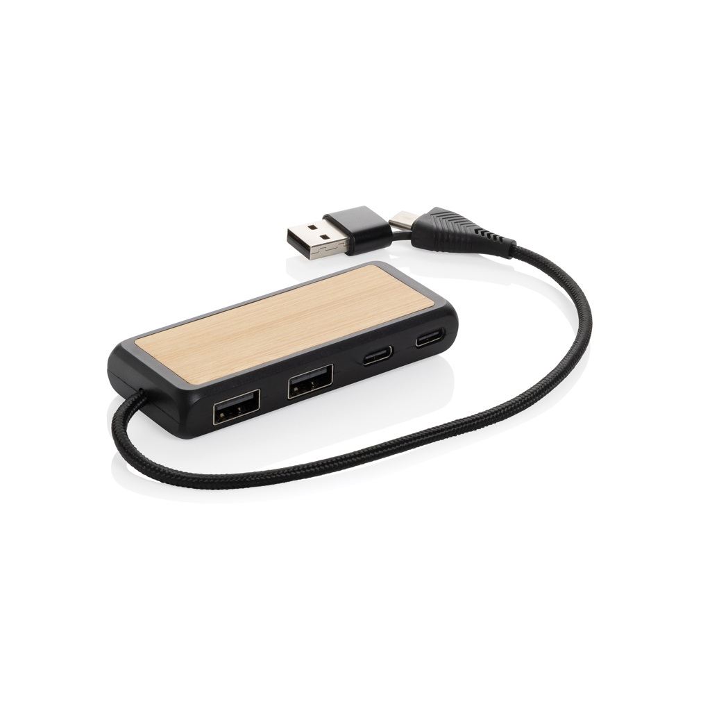 Link RCS USB hub od reciklirane plastike i bambusa s dvostrukim ulazom
