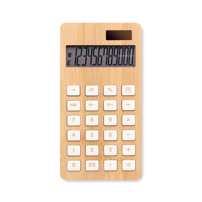 Calcubim kalkulator s kućištem od bambusa i dvostrukim napajanjem
