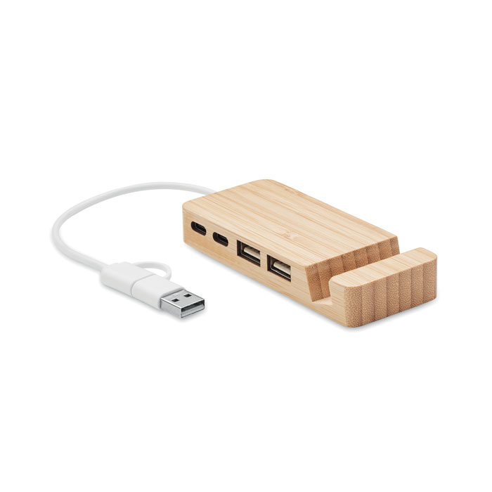 Hubstand USB hub s 4 priključka u kućištu od bambusa