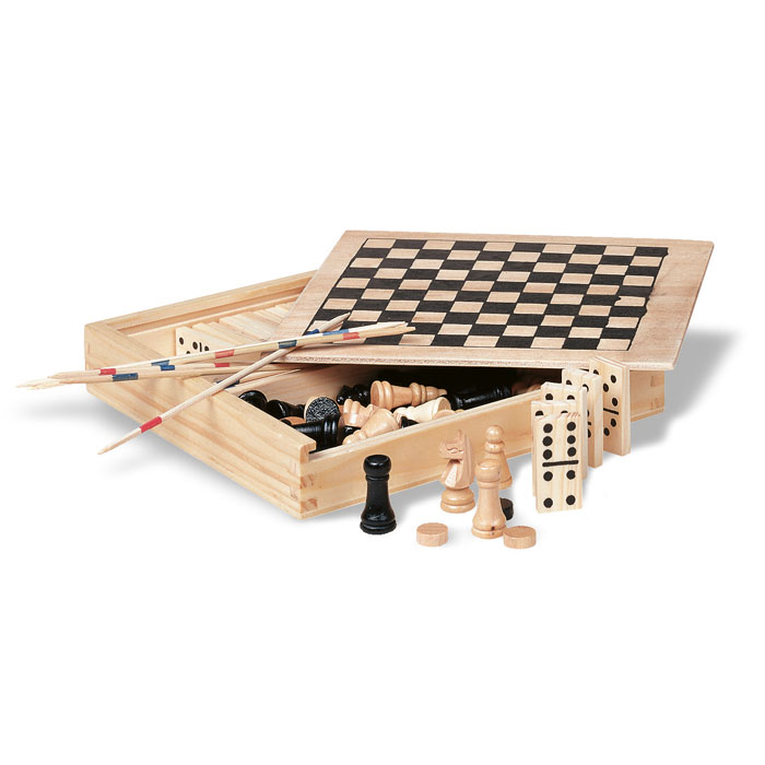 Trikes drvena kutija s igrama domino i šah