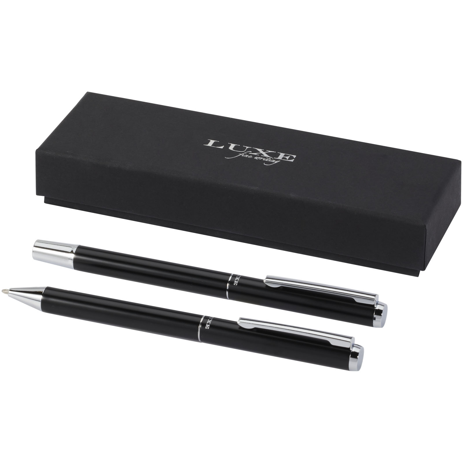 Lucetto poklon-set recikliranih aluminijskih kemijskih olovaka (crna tinta)