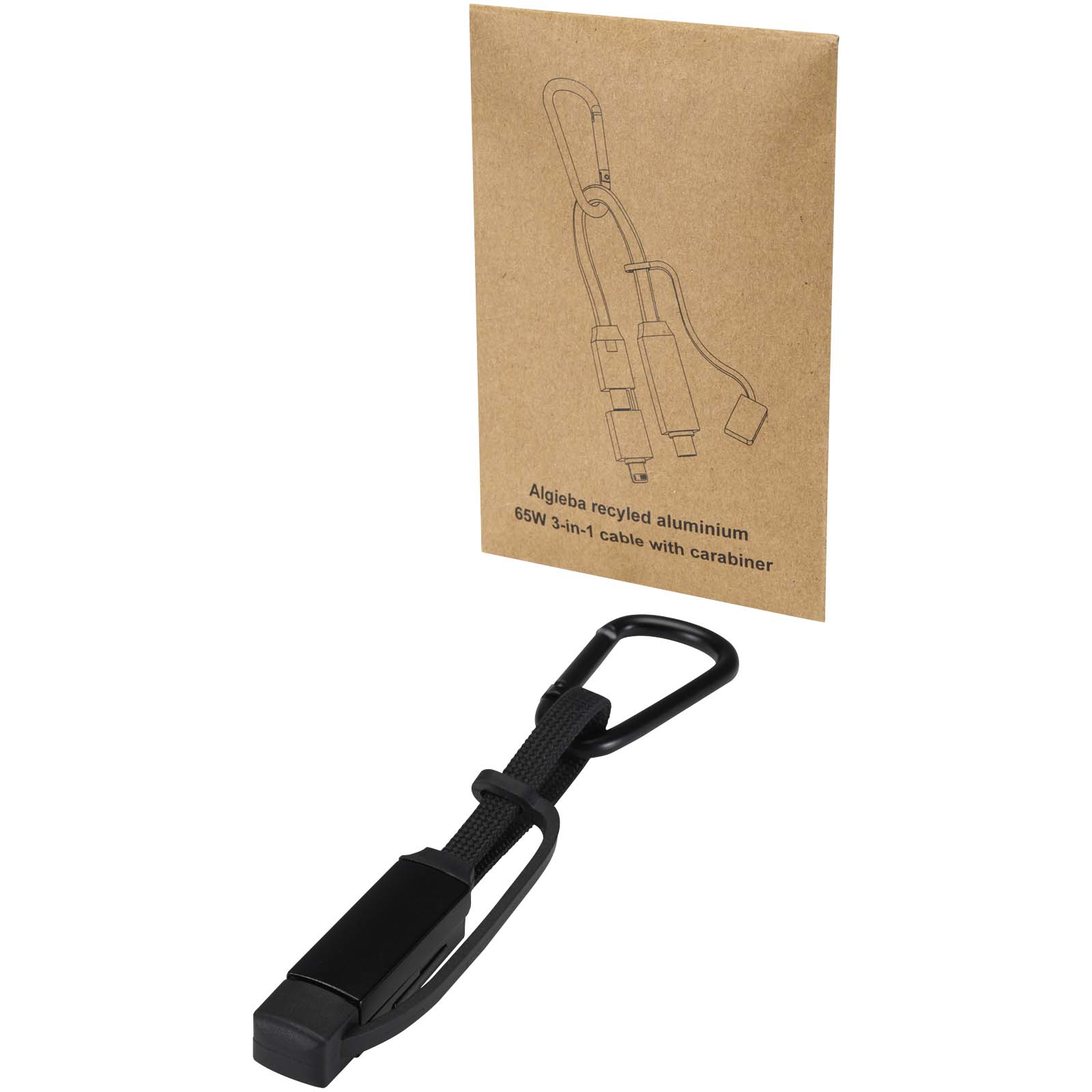 Algieba 65W 3-u-1 kabel za punjenje od recikliranog aluminija s karabinerom