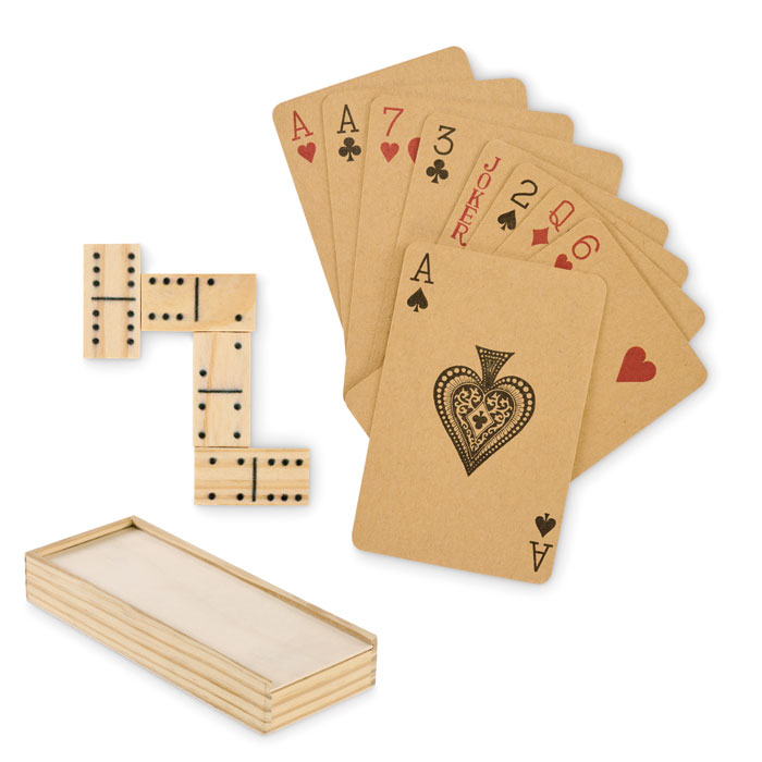 Domi&Cards drveni set domina i igraćih karata u MDF kutiji