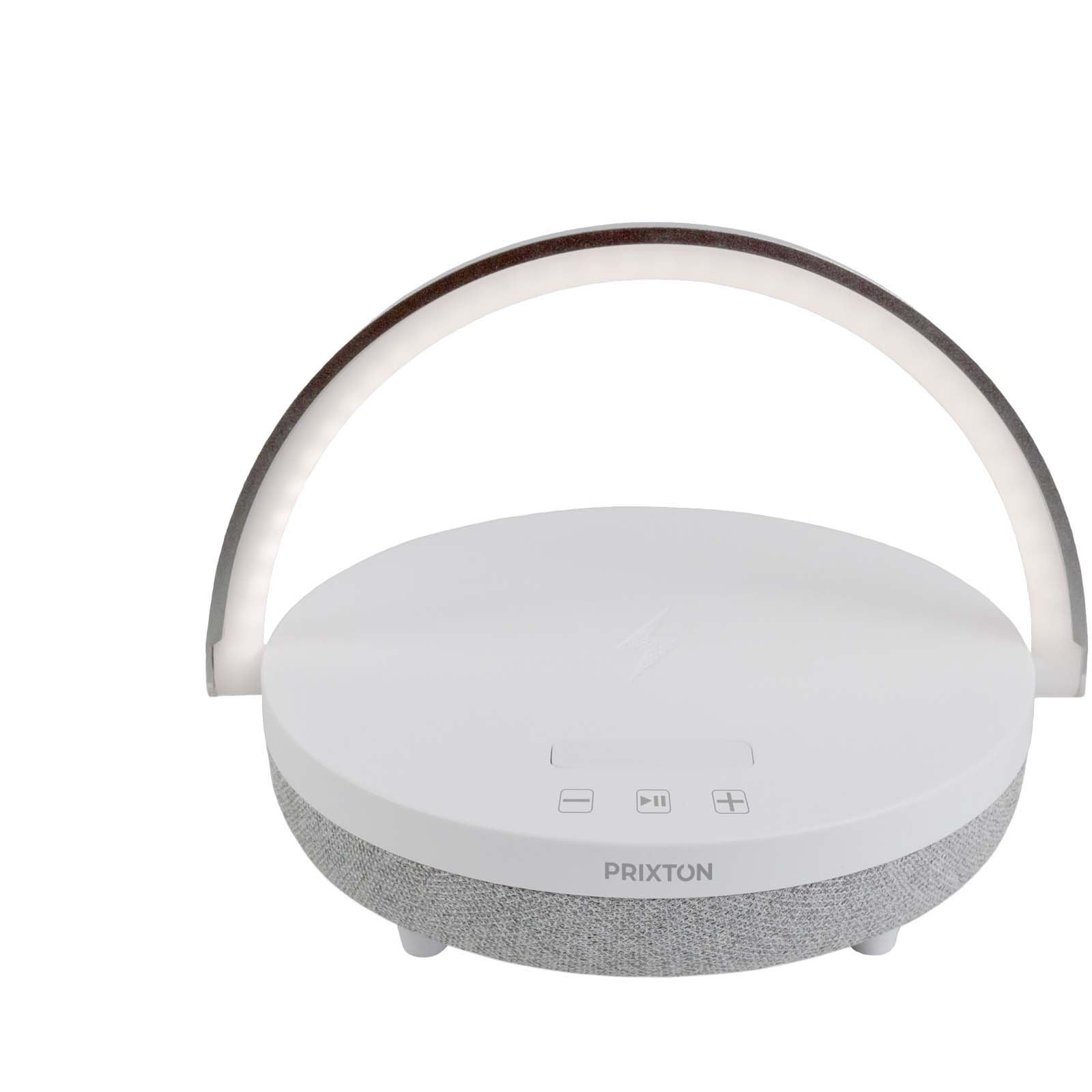Prixton 4-u-1 Bluetooth® zvučnik 10 W s LED svjetlom i bazom za bežično punjenje
