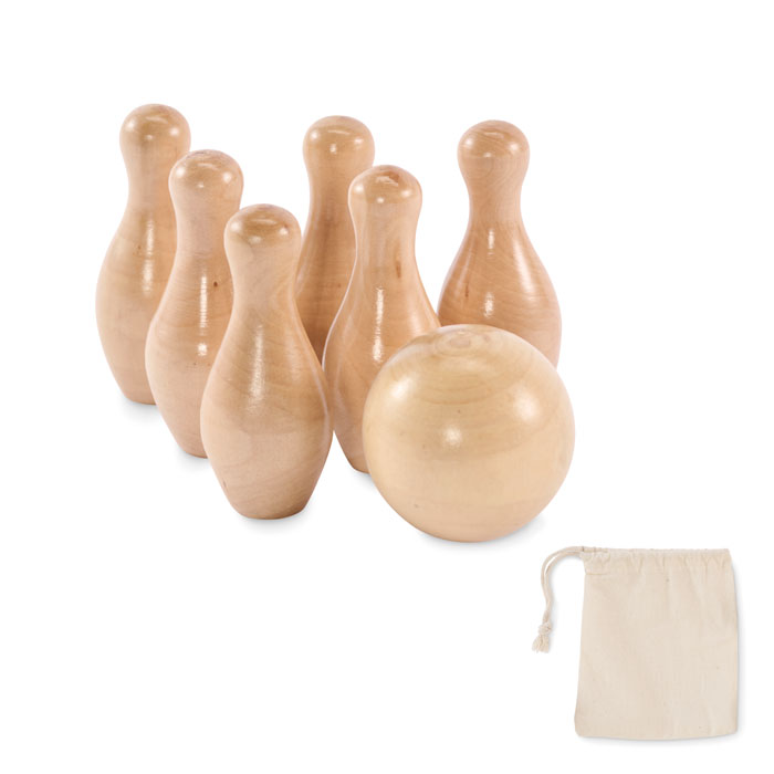Bolito mini drveni set za kuglanje u pamučnoj vrećici