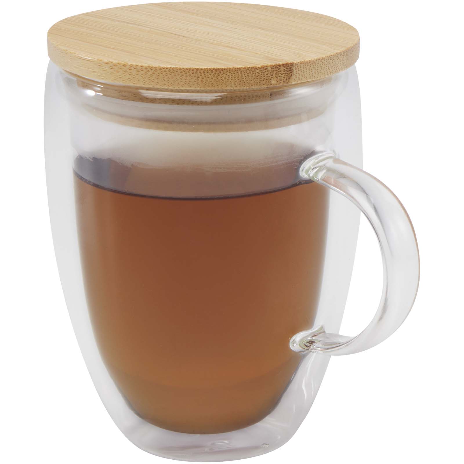 Leona staklena šalica od 350 ml s bambusovim poklopcem