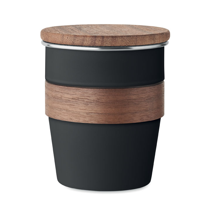 Walnut šalica od recikliranog čelika s poklopcem od orahovine
