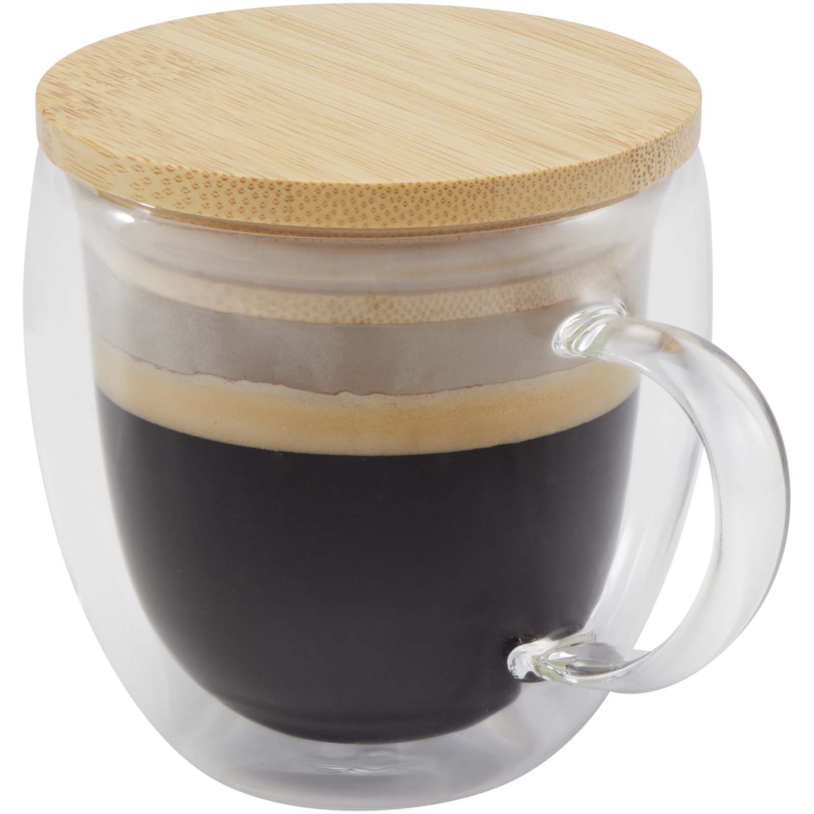 Lenora staklena šalica od 250 ml s bambusovim poklopcem
