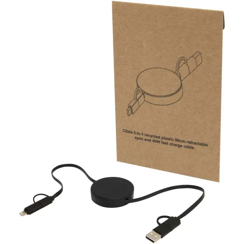 Citala 5-u-1 kabel od reciklirane plastike, 90 cm, za sinkronizaciju podataka i brzo punjenje do 40 W