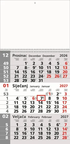 Tromjesečni Spiralni – tROMJESEČNI SPIRALNI, zidni poslovni kalendar 12 listova