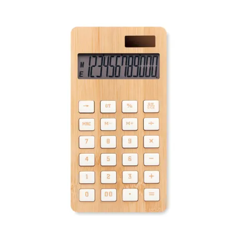 Calcubim kalkulator s kućištem od bambusa i dvostrukim napajanjem
