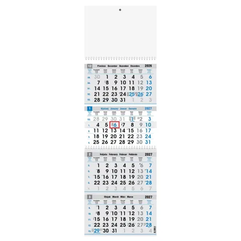 „Poslovni Plavo-Sivi“ četverodijelni kalendar, 12 list. x 2, PVC vrećica, pokazivač