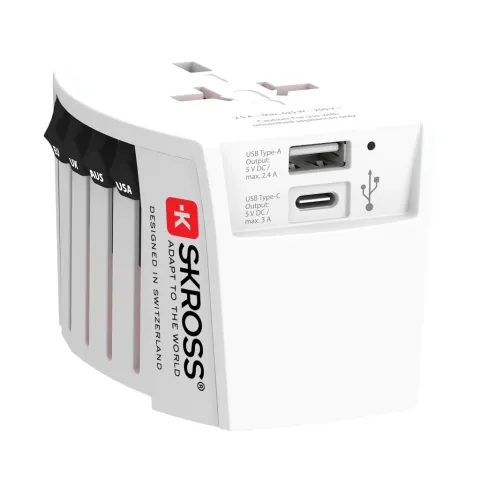 SKROSS MUV dvopolni putni adapter s USB-A i USB-C priključkom