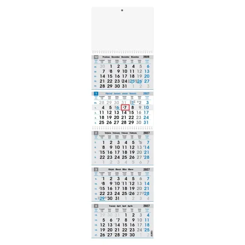 Kalendar poslovni peterodijelni plavo/sivi 5 - djelni ., 80gr, spiral., pok, vrećica