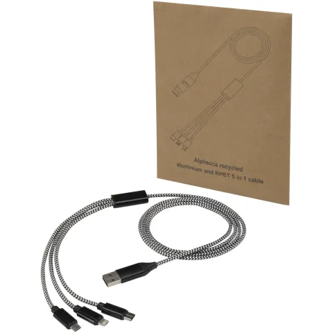 Alphecca reciklirani aluminij i RPET 5-u-1 kabel za punjenje